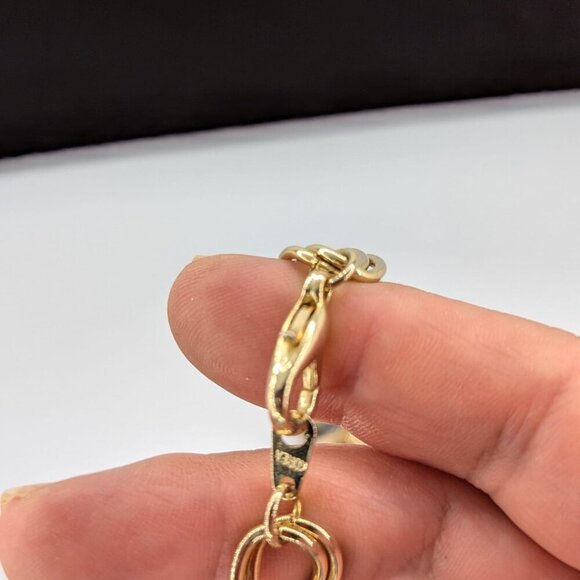 Coin Necklace Black Disc Charms Coin Dangles Charms Gold Tone Link Chain 24" - Picture 4 of 7